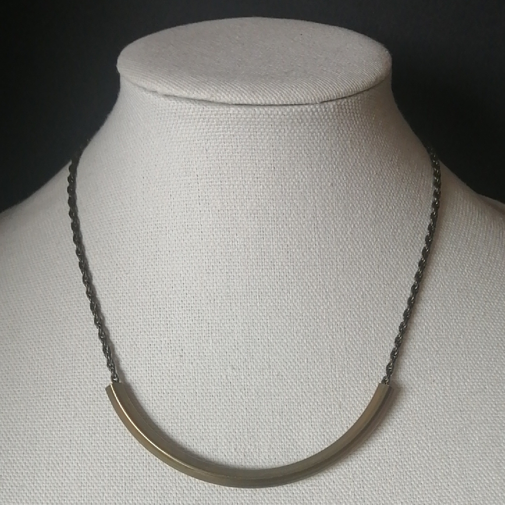 Vintage 1970s Necklace Bronze Colour Square Tube Moving Pendant on Chain